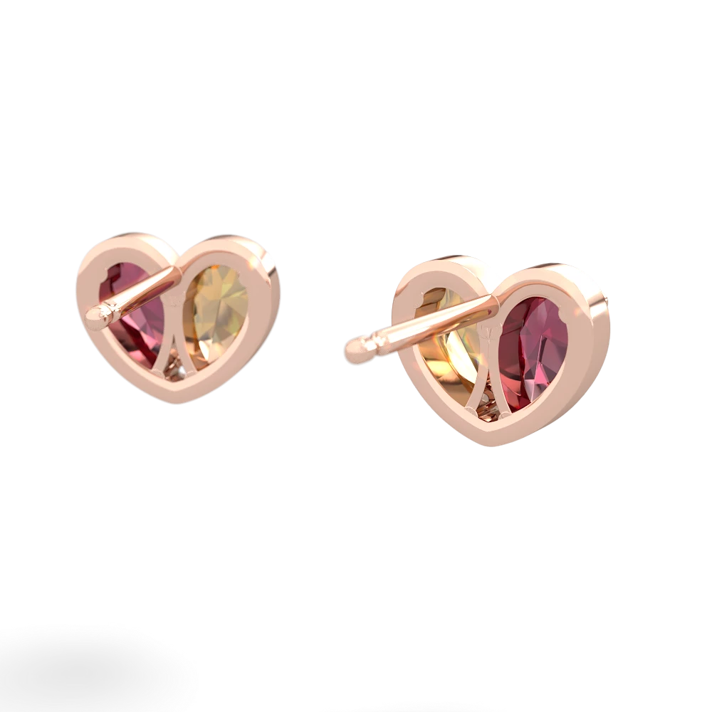 Lab Ruby 'Our Heart' 14K Rose Gold earrings E5072