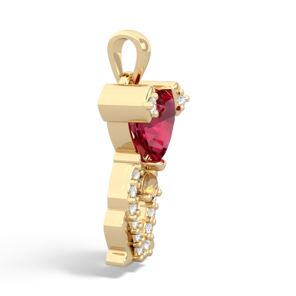 Lab Ruby Puppy Love 14K Yellow Gold pendant P5800