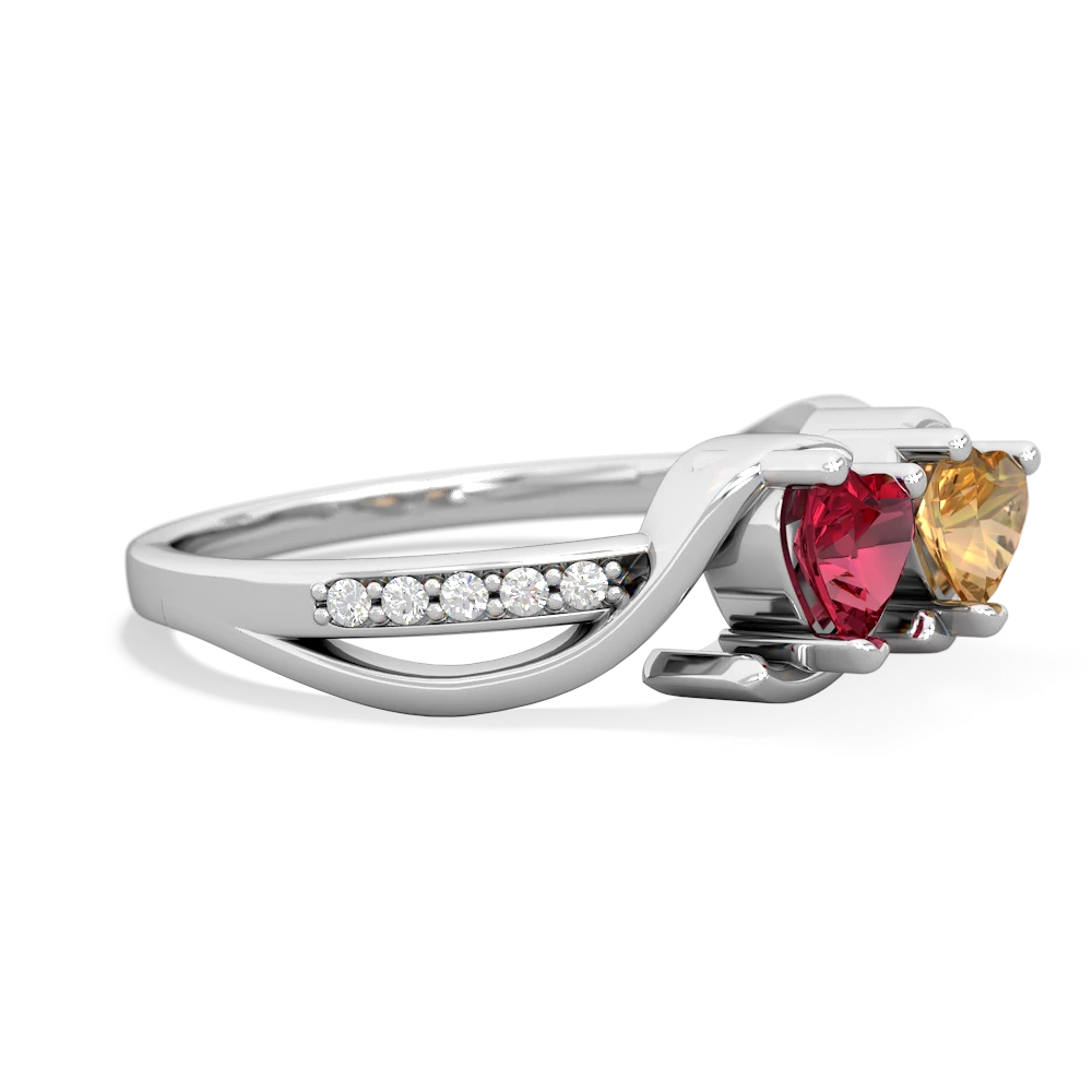 Lab Ruby Side By Side 14K White Gold ring R3090