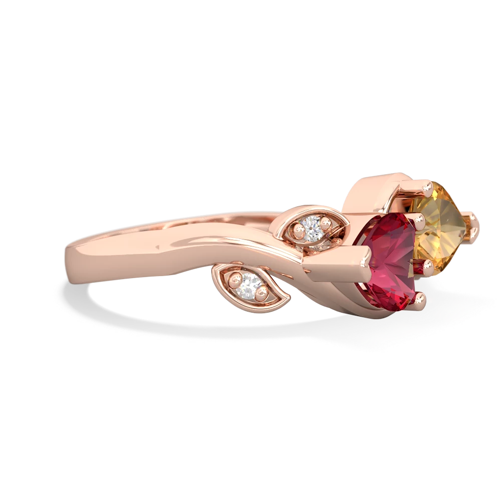 Lab Ruby Floral Elegance 14K Rose Gold ring R5790