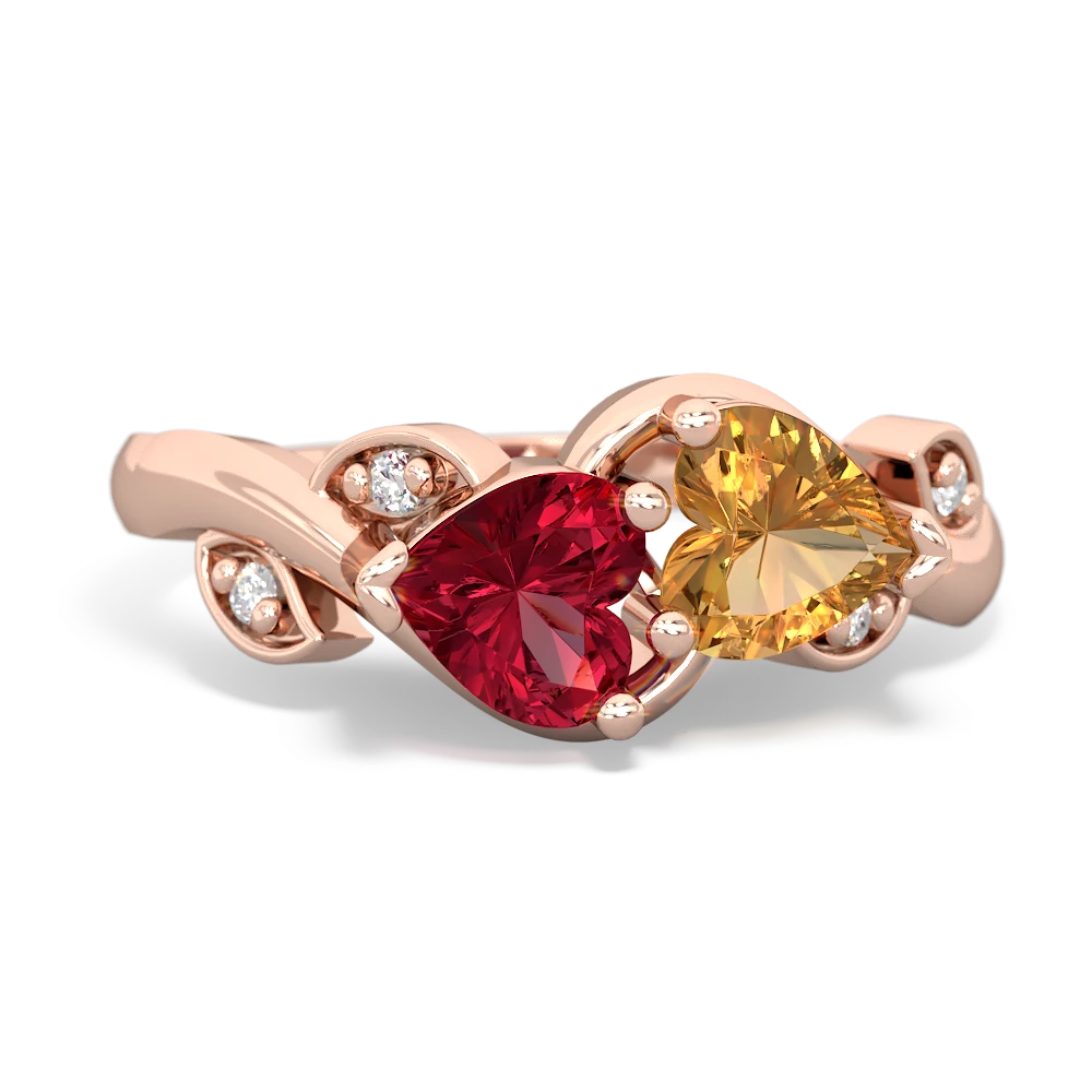 Lab Ruby Floral Elegance 14K Rose Gold ring R5790