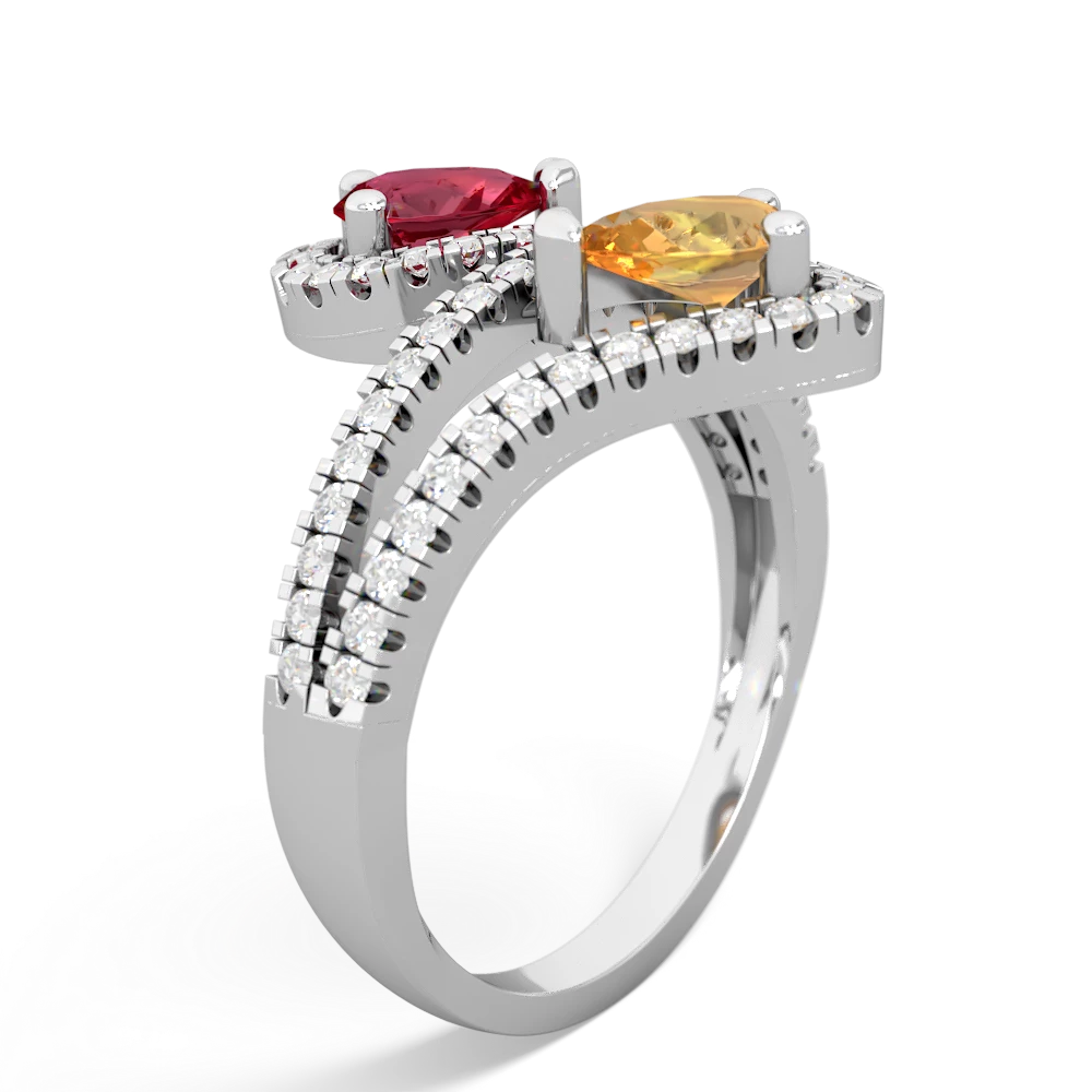 Lab Ruby Diamond Dazzler 14K White Gold ring R3000