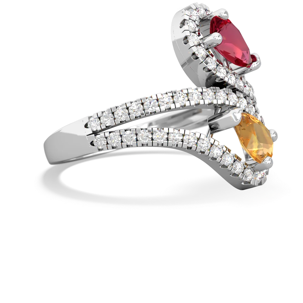 Lab Ruby Diamond Dazzler 14K White Gold ring R3000