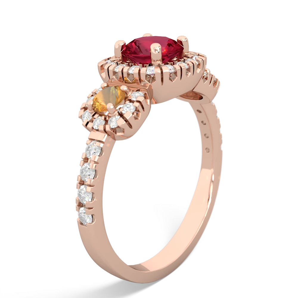 Lab Ruby Regal Halo 14K Rose Gold ring R5350