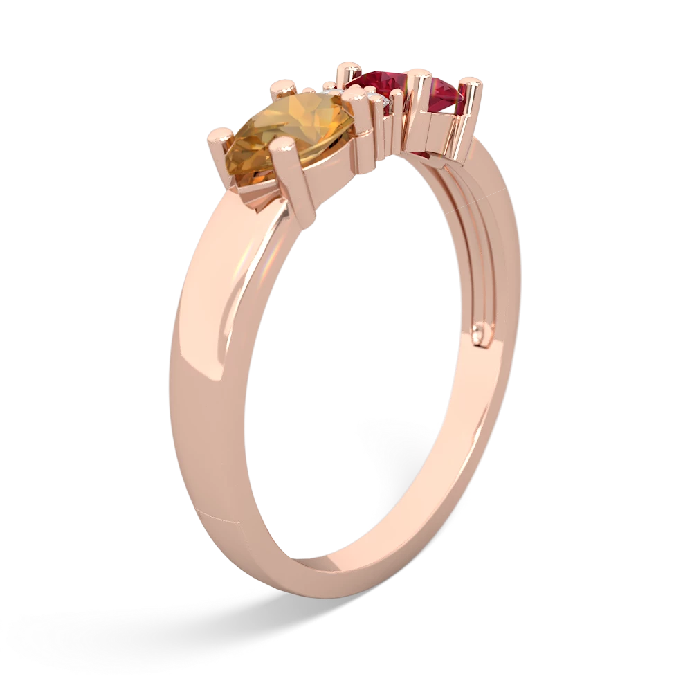 Lab Ruby Pear Bowtie 14K Rose Gold ring R0865