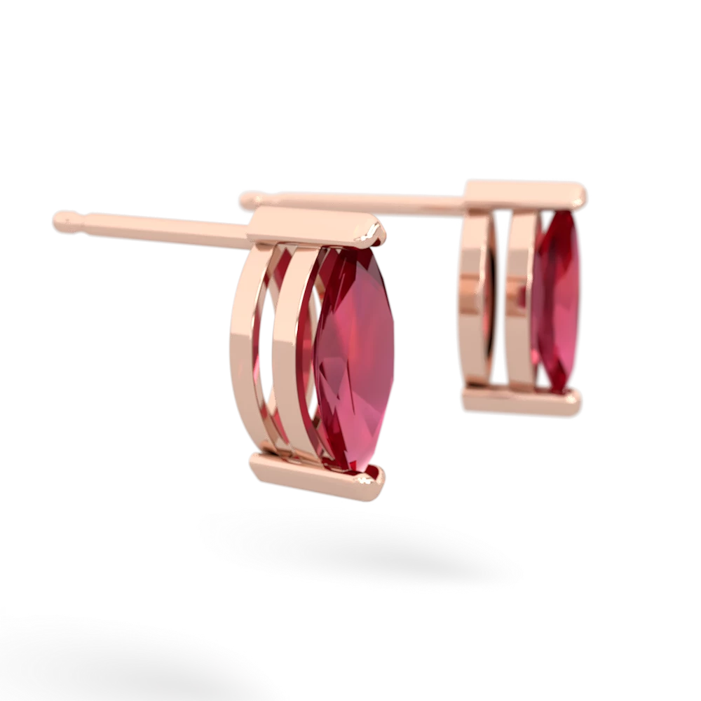 Lab Ruby 8X4mm Marquise Stud 14K Rose Gold earrings E1701