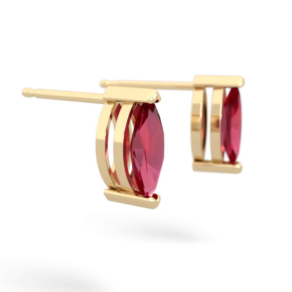 Lab Ruby 8X4mm Marquise Stud 14K Yellow Gold earrings E1701