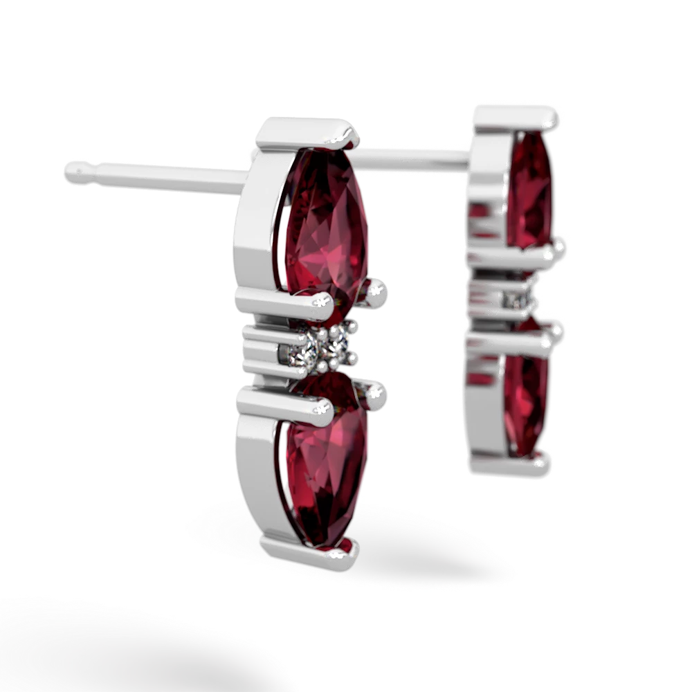 Lab Ruby Bowtie Drop 14K White Gold earrings E0865