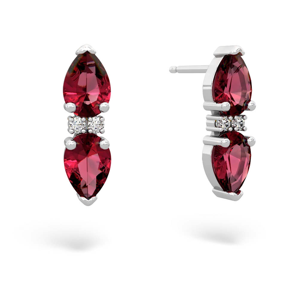 Lab Ruby Bowtie Drop 14K White Gold earrings E0865