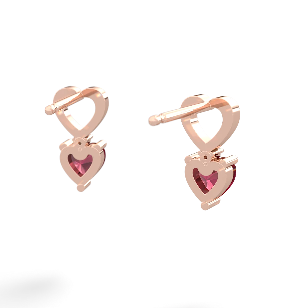 Lab Ruby Four Hearts 14K Rose Gold earrings E2558