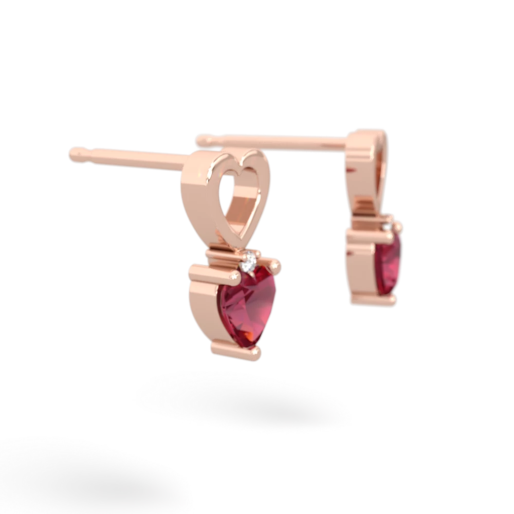 Lab Ruby Four Hearts 14K Rose Gold earrings E2558