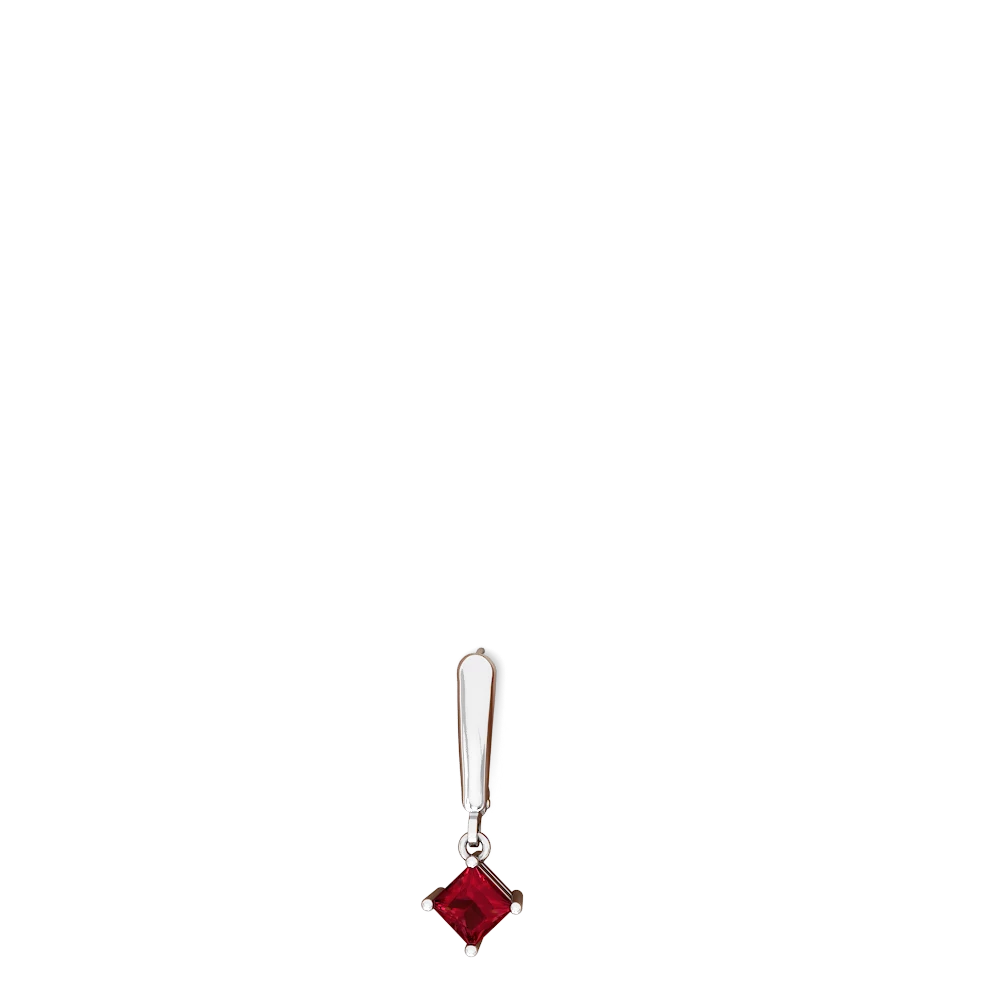 Lab Ruby 6Mm Princess Lever Back 14K White Gold earrings E2789