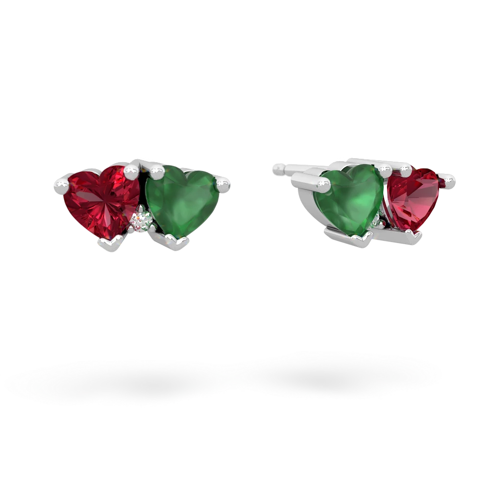 Lab Ruby Sweethearts 14K White Gold earrings E5260