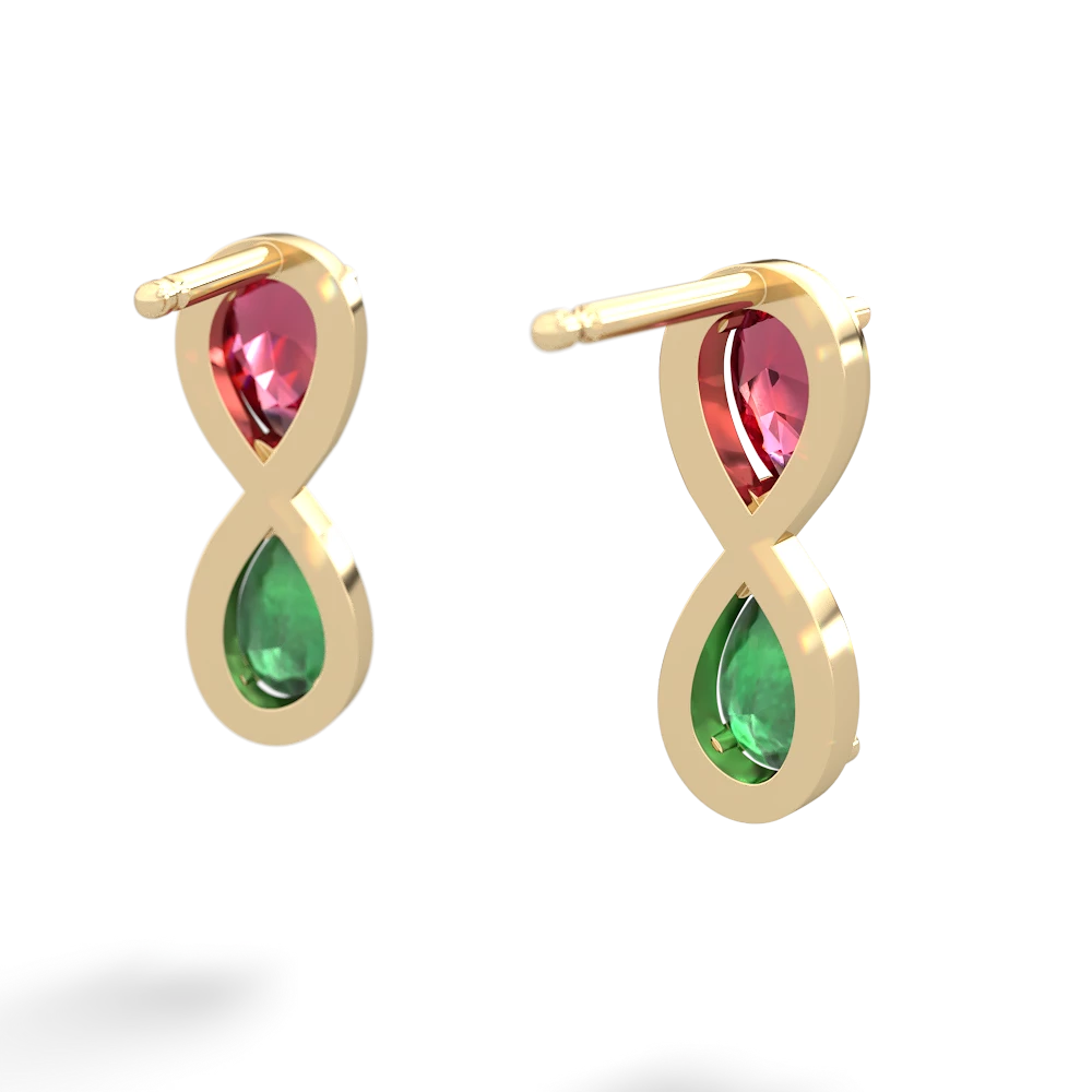 Lab Ruby Infinity 14K Yellow Gold earrings E5050