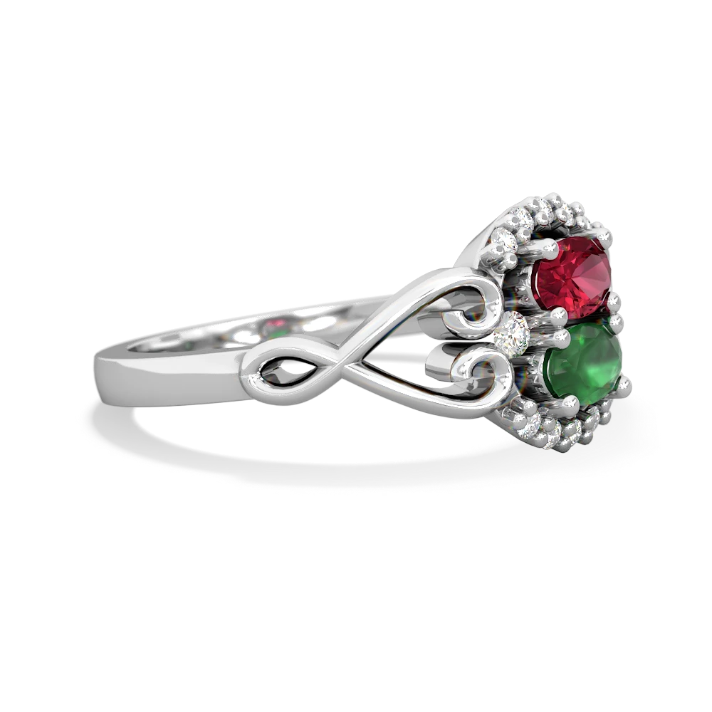 Lab Ruby Love Nest 14K White Gold ring R5860