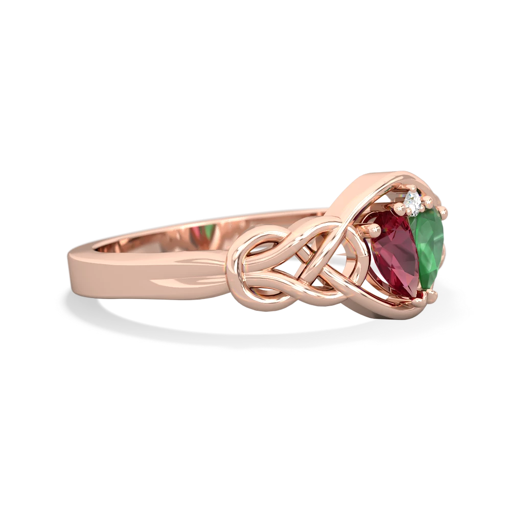 Lab Ruby Celtic Love Knot 14K Rose Gold ring R5420