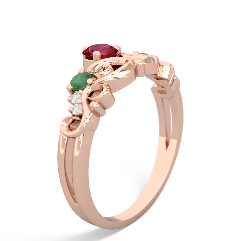 Lab Ruby Crown Keepsake 14K Rose Gold ring R5740