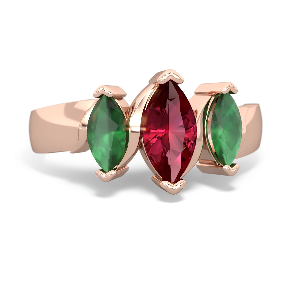 Lab Ruby Three Peeks 14K Rose Gold ring R2433