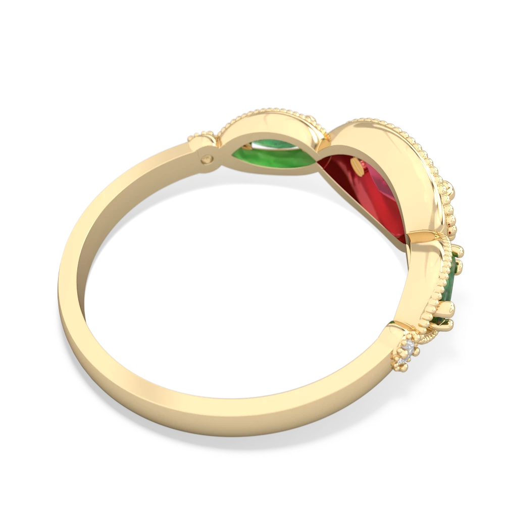 Lab Ruby Milgrain Marquise 14K Yellow Gold ring R5700