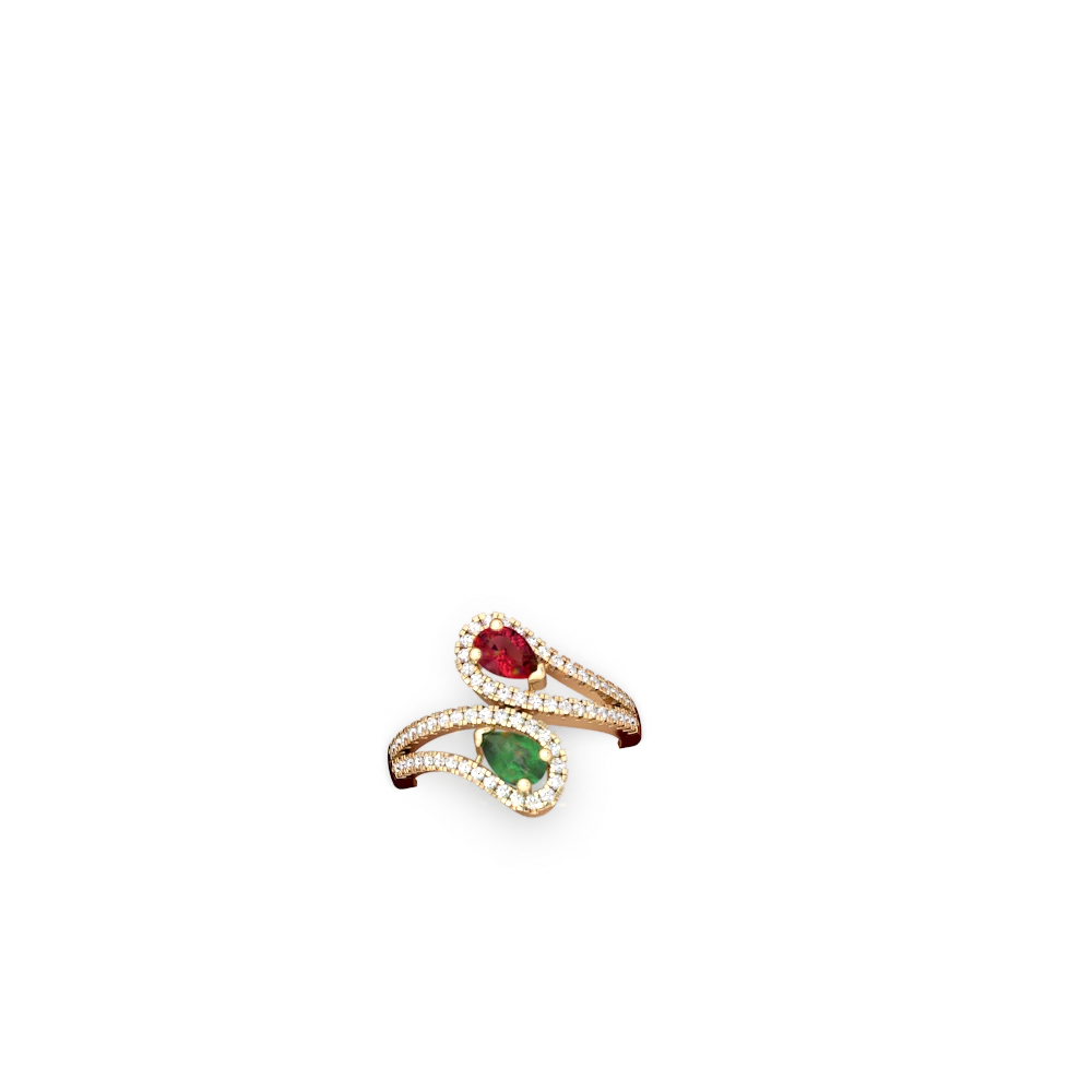 Lab Ruby Diamond Dazzler 14K Yellow Gold ring R3000