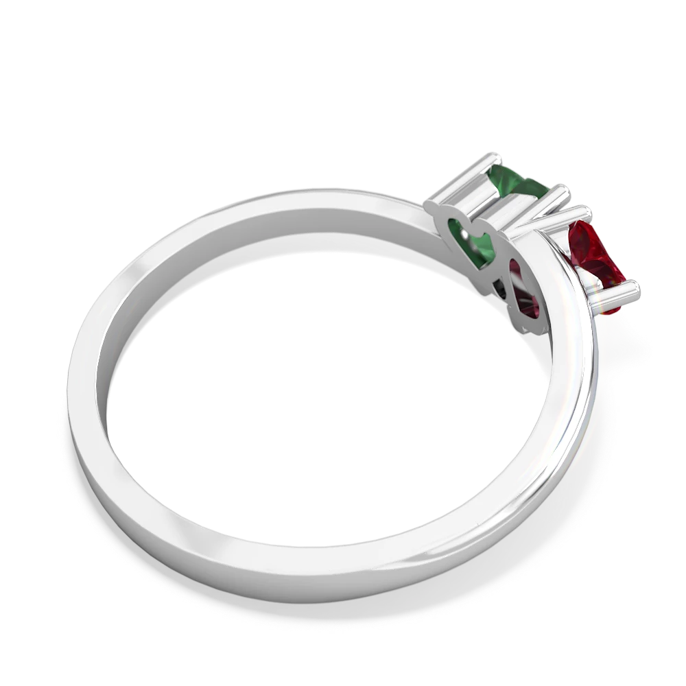 Lab Ruby Sweethearts 14K White Gold ring R5260