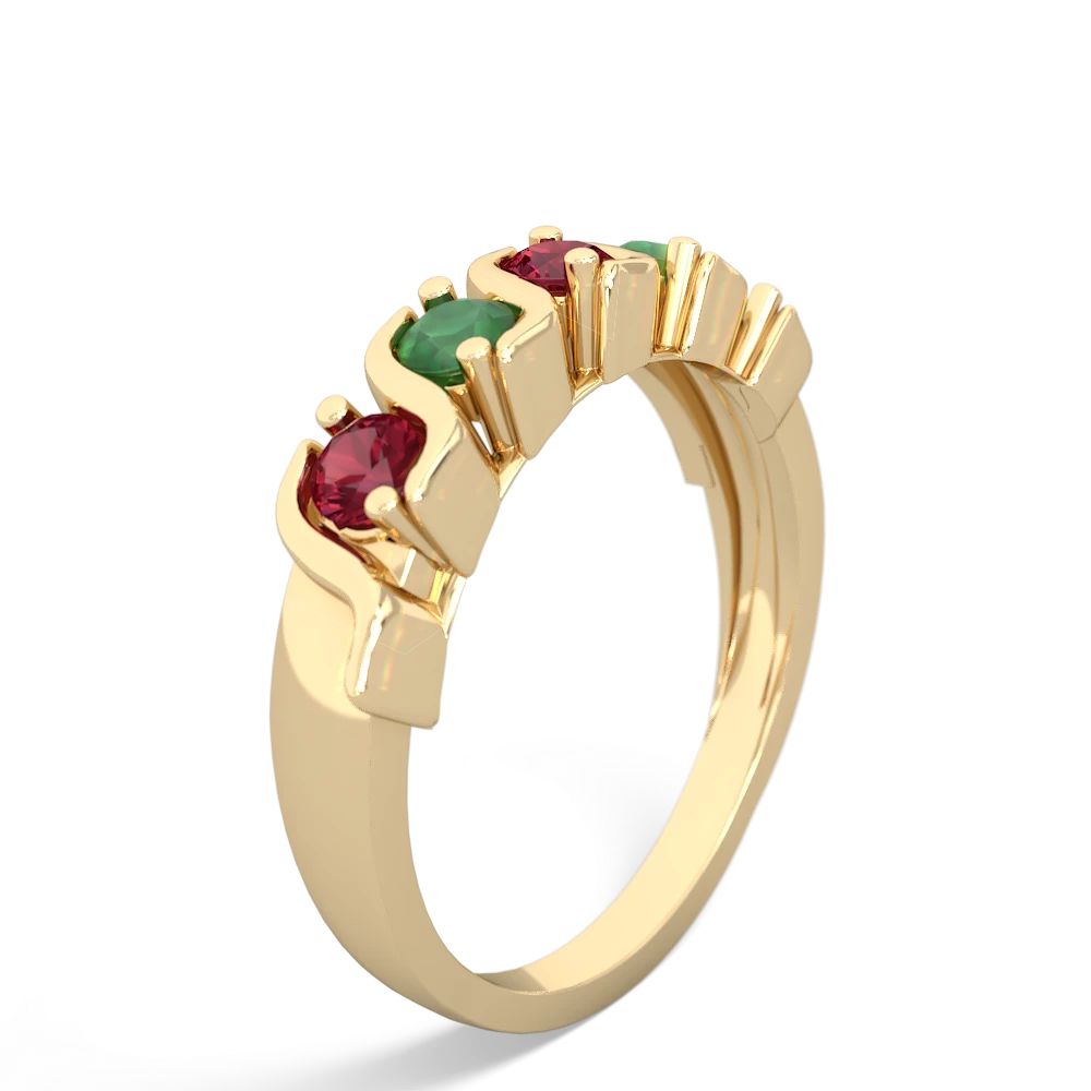 Lab Ruby Anniversary Band 14K Yellow Gold ring R2089