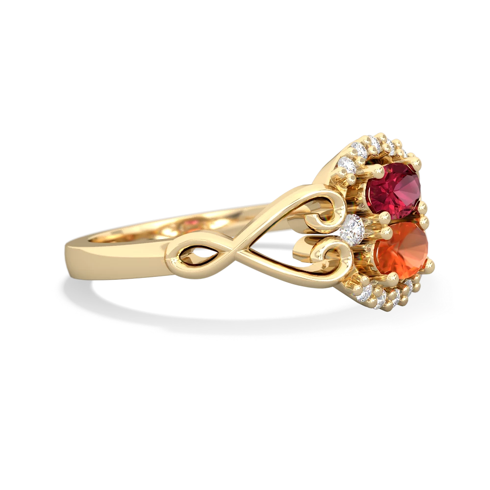 Lab Ruby Love Nest 14K Yellow Gold ring R5860