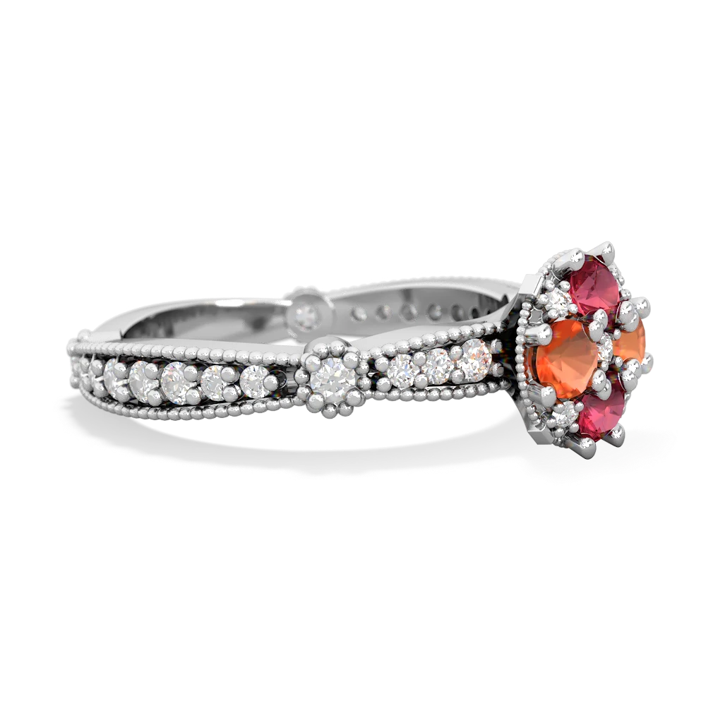 Lab Ruby Sparkling Tiara Cluster 14K White Gold ring R26293RD