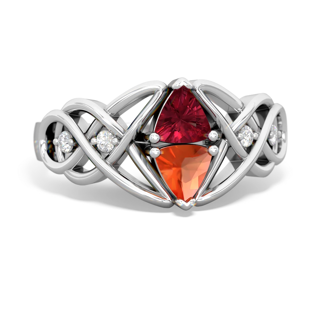 Lab Ruby Keepsake Celtic Knot 14K White Gold ring R5300