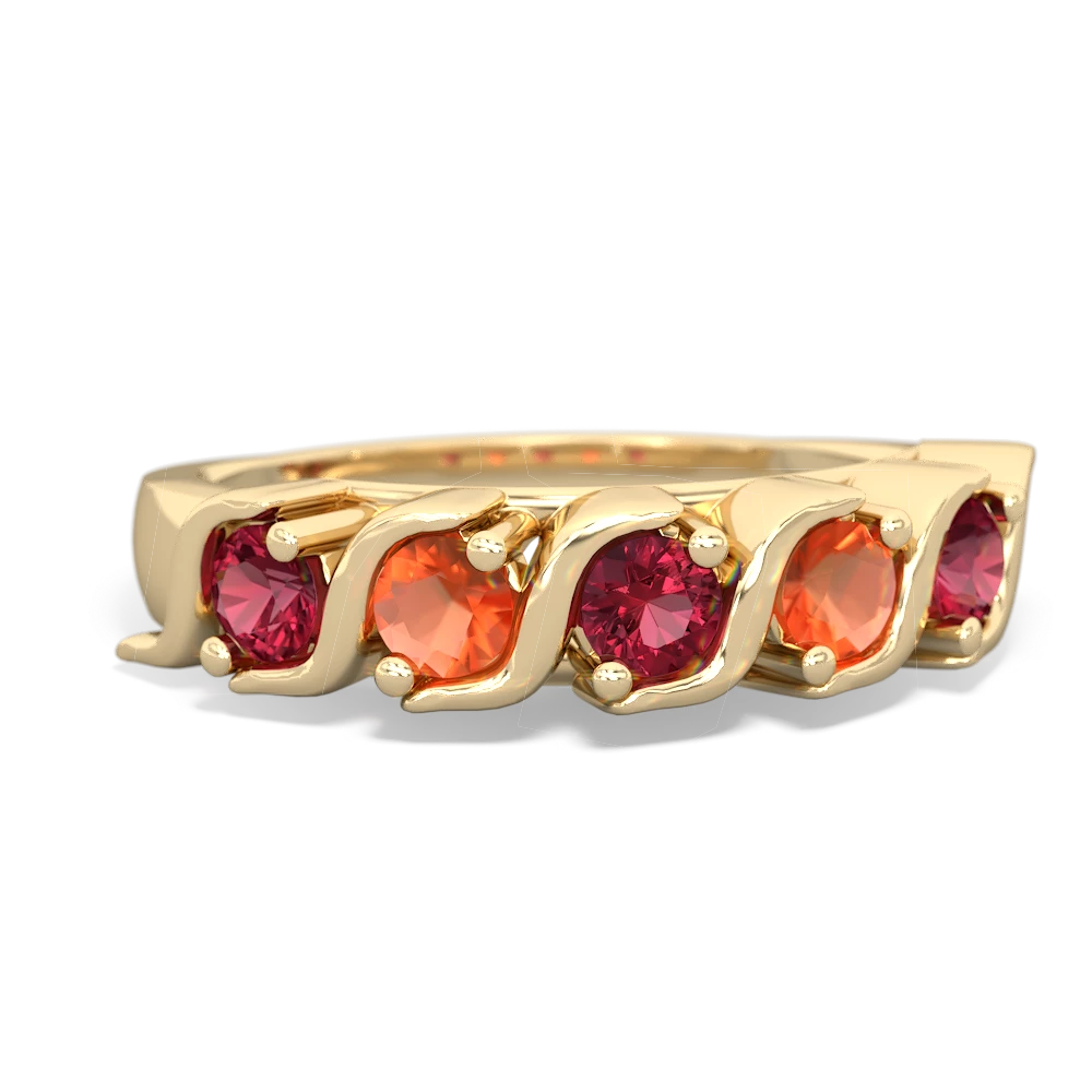 Lab Ruby Anniversary Band 14K Yellow Gold ring R2089