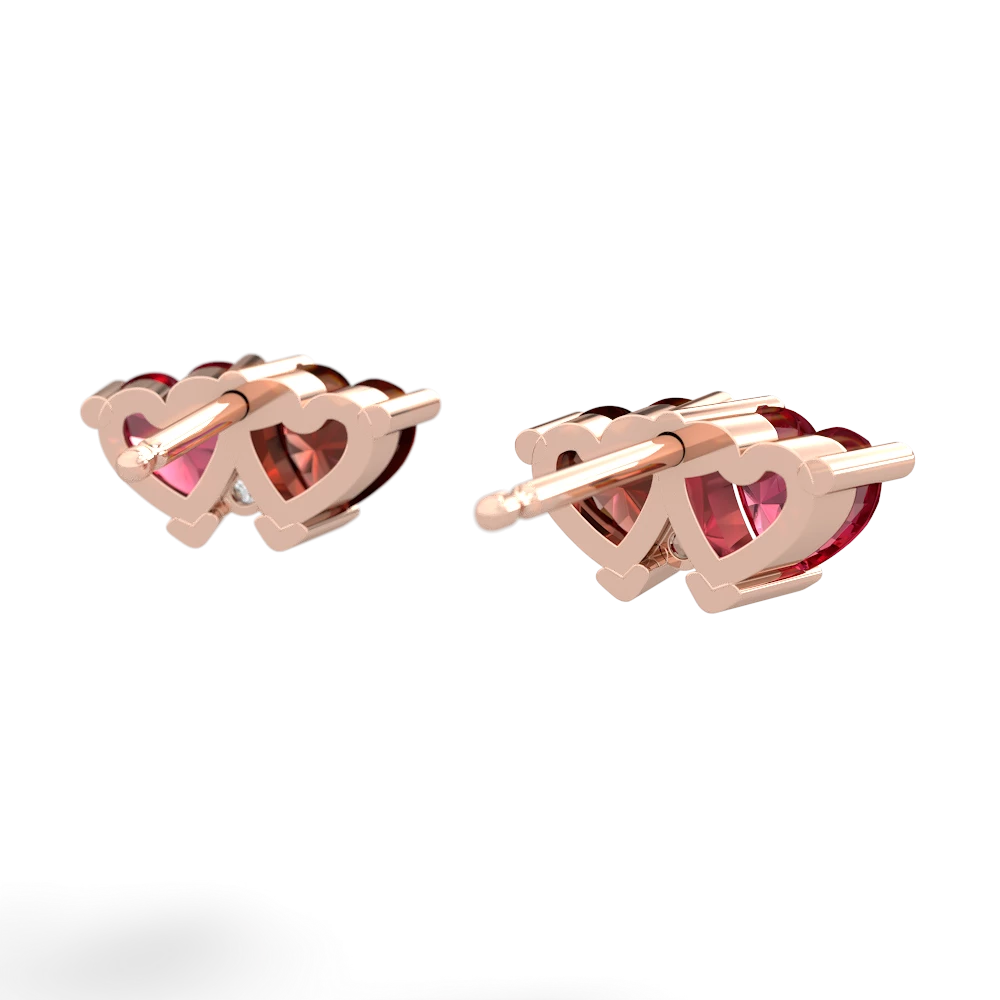 Lab Ruby Sweethearts 14K Rose Gold earrings E5260