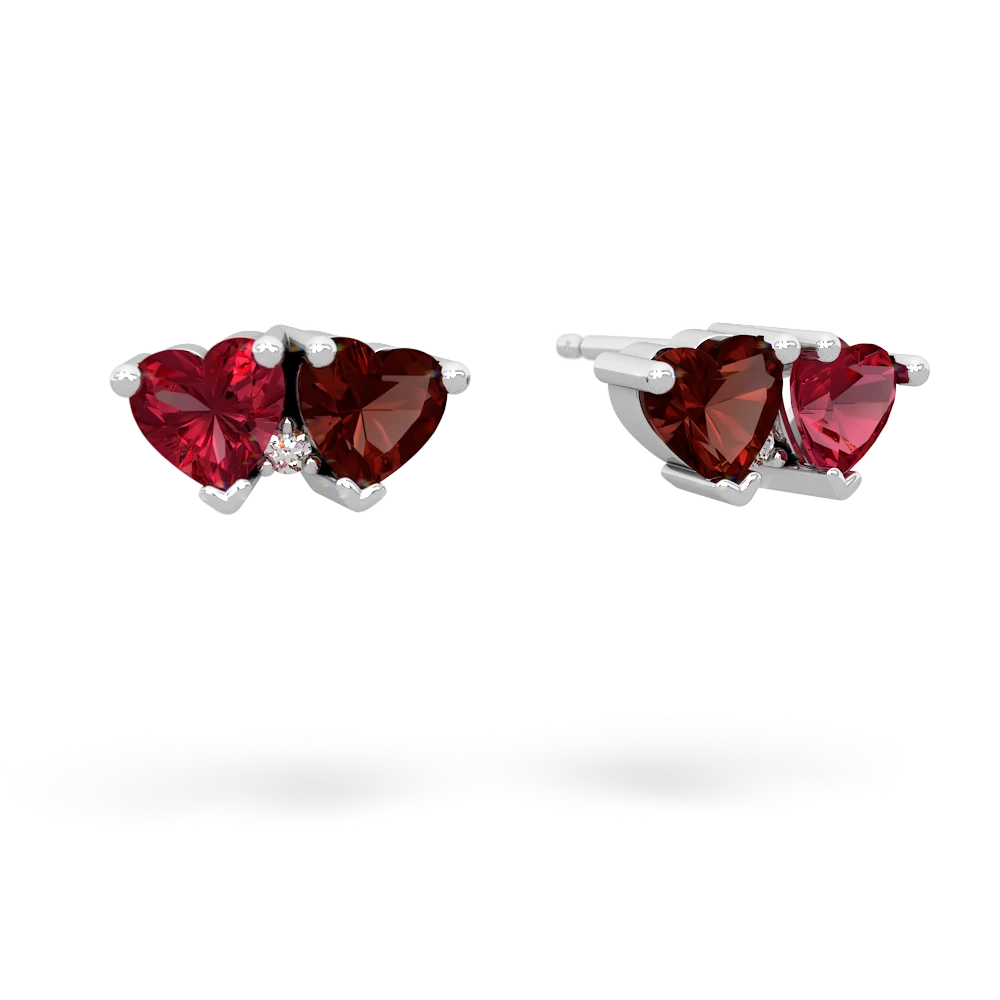 Lab Ruby Sweethearts 14K White Gold earrings E5260