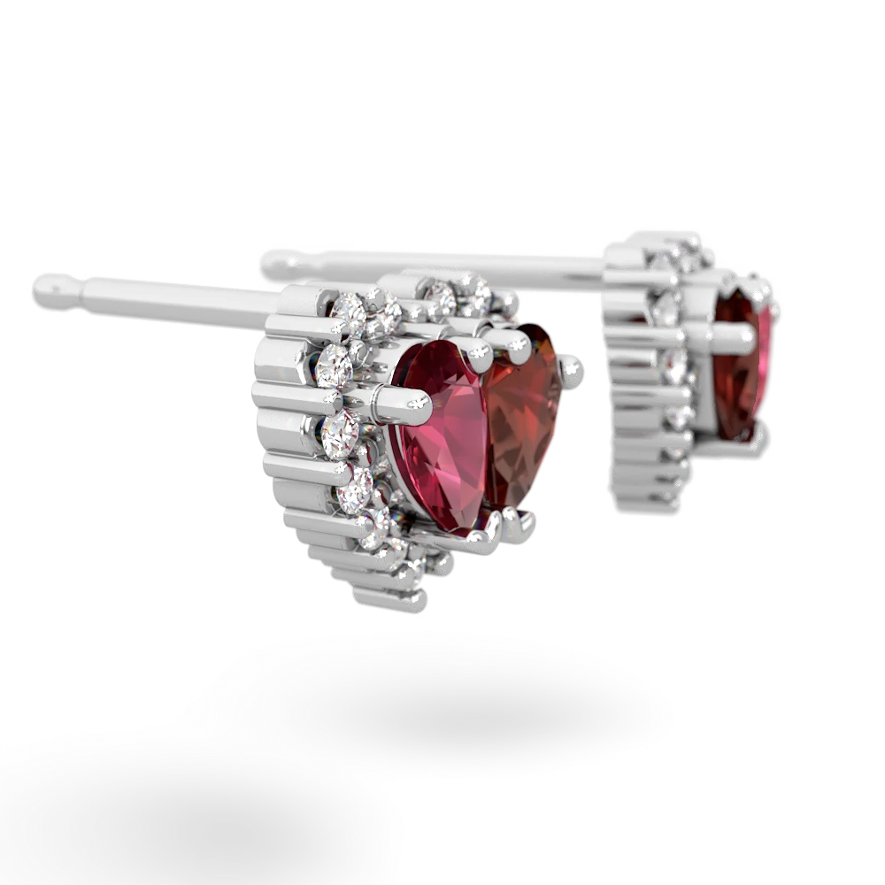 Lab Ruby Halo 14K White Gold earrings E7008