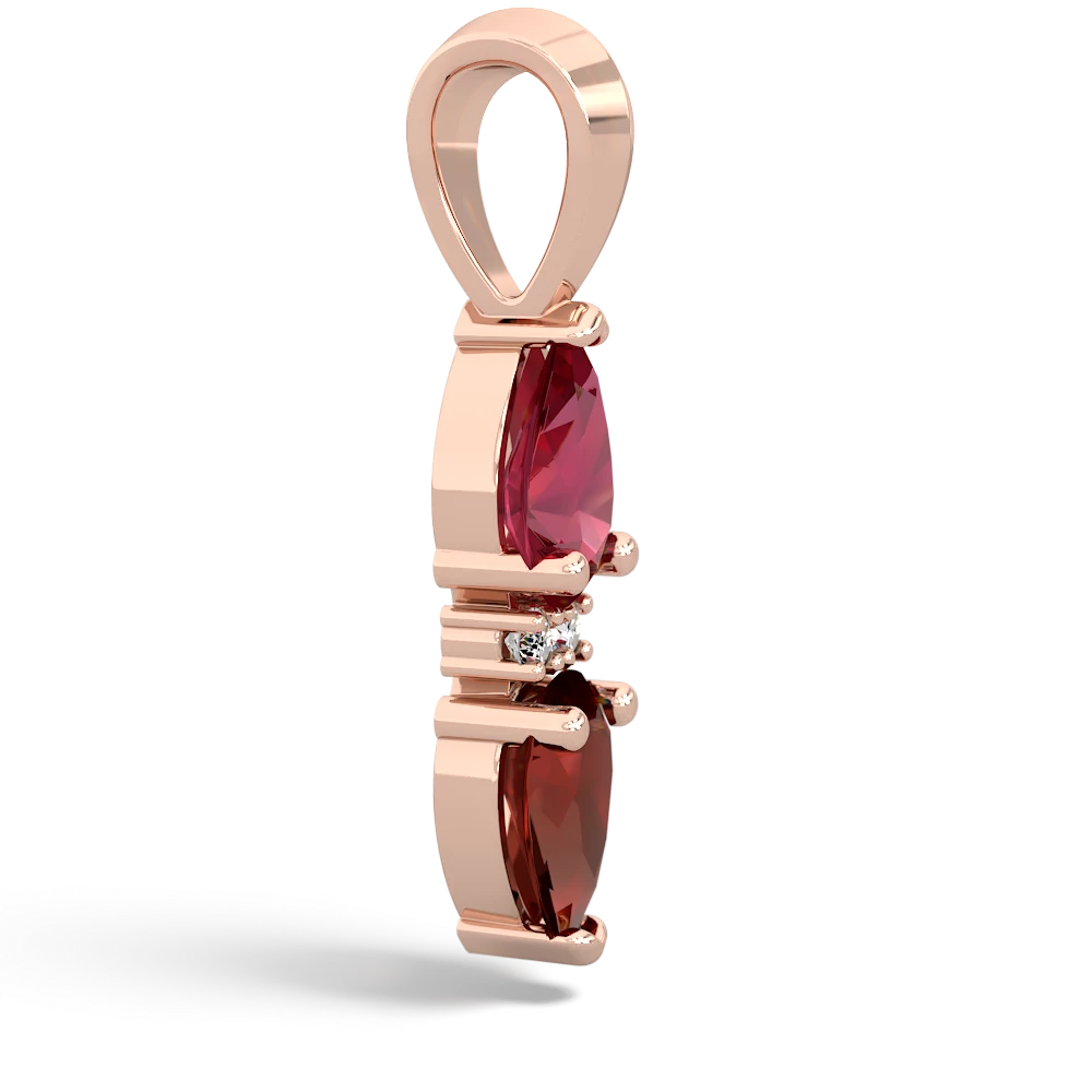 Lab Ruby Bowtie Drop 14K Rose Gold pendant P0865