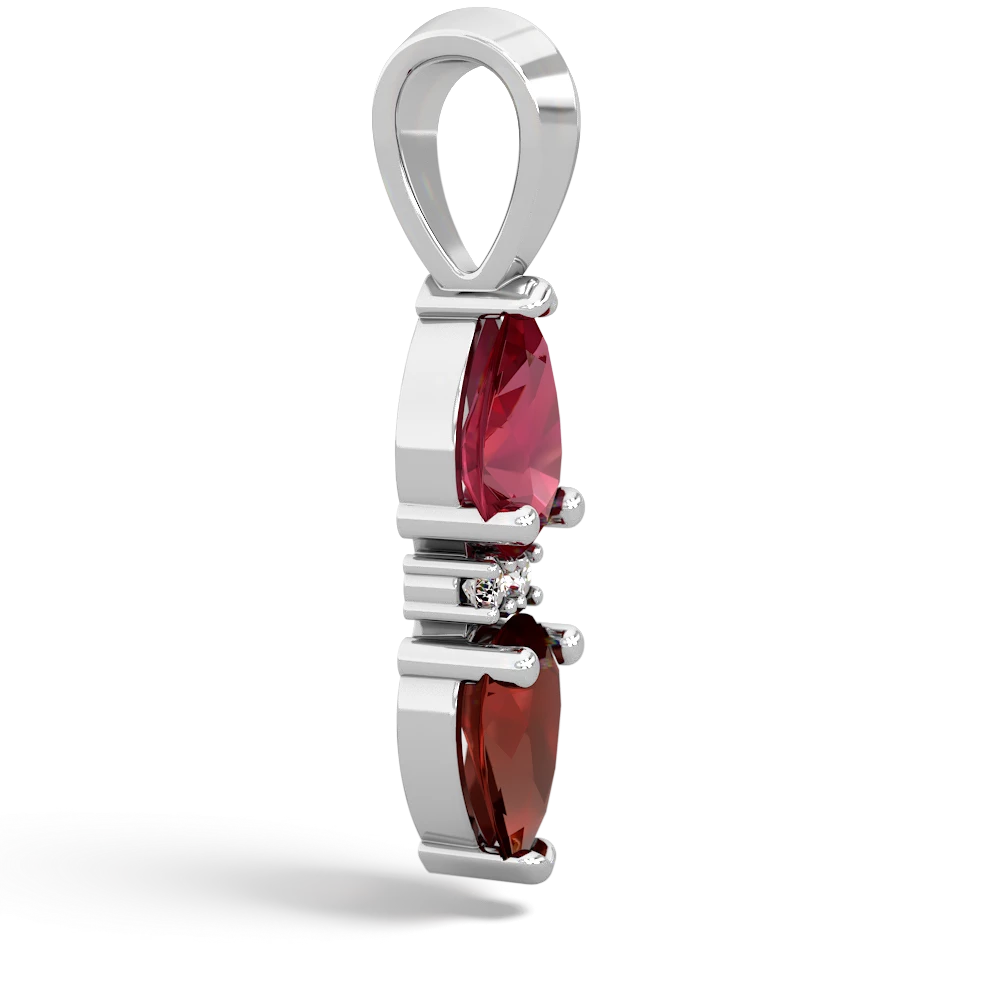 Lab Ruby Bowtie Drop 14K White Gold pendant P0865