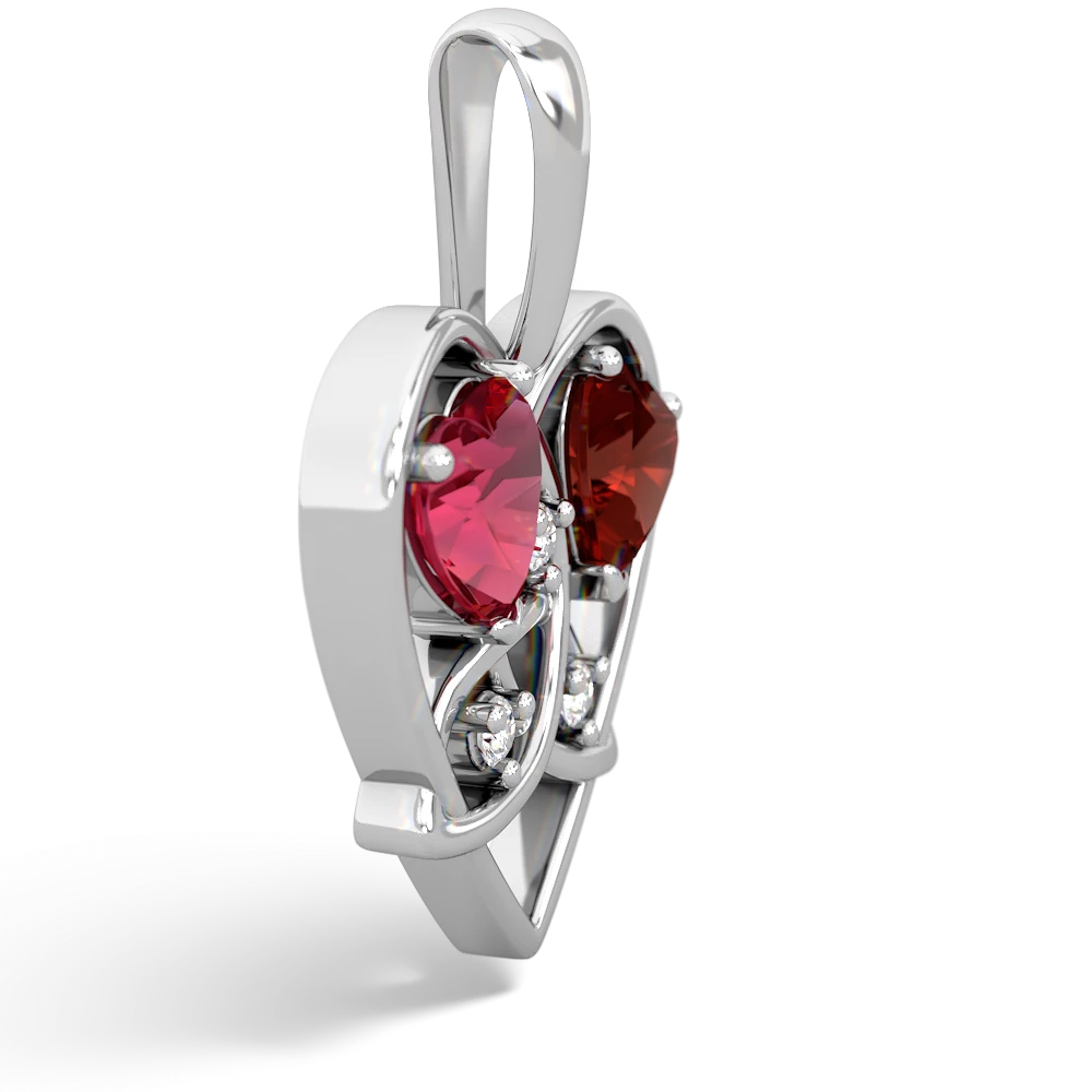 Lab Ruby Celtic Trinity Heart 14K White Gold pendant P5331