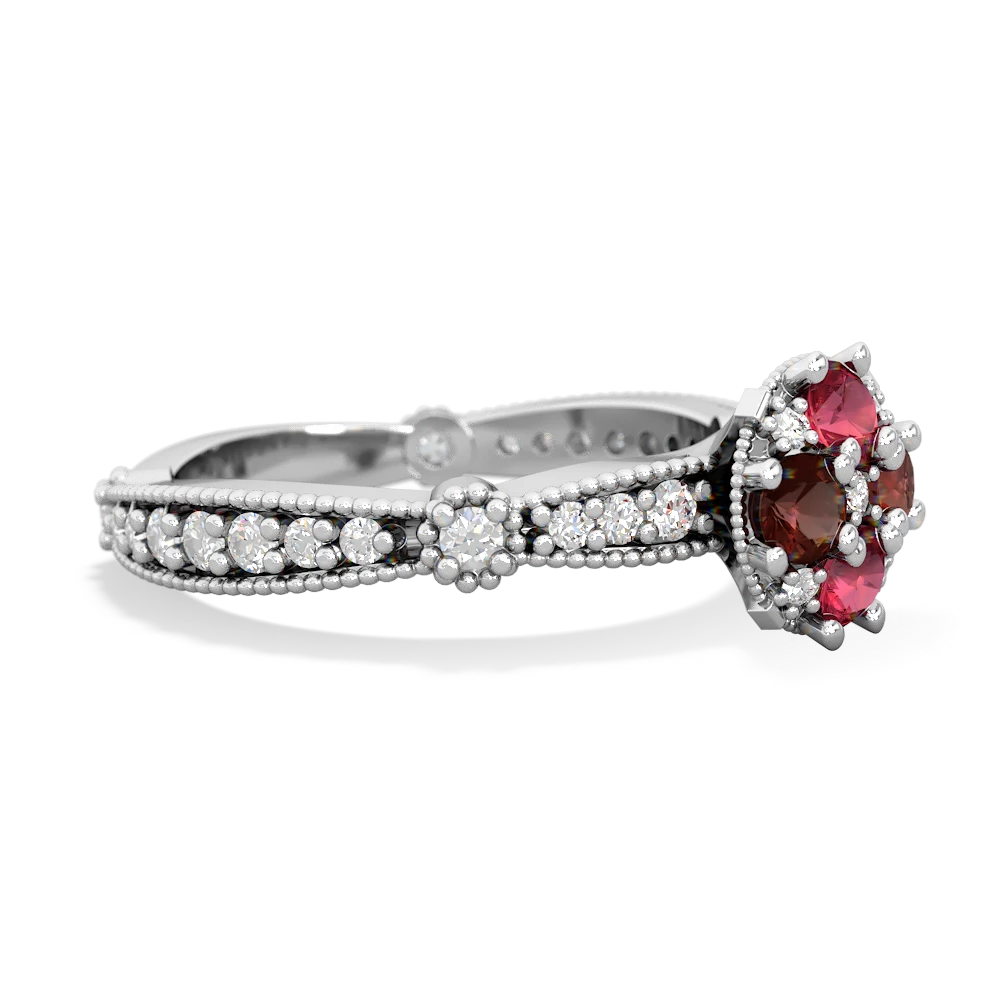 Lab Ruby Sparkling Tiara Cluster 14K White Gold ring R26293RD