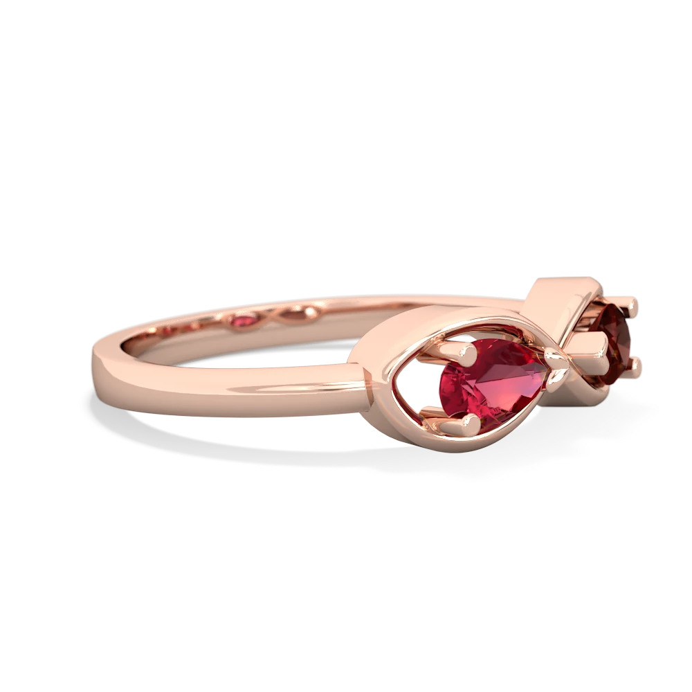 Lab Ruby Infinity 14K Rose Gold ring R5050