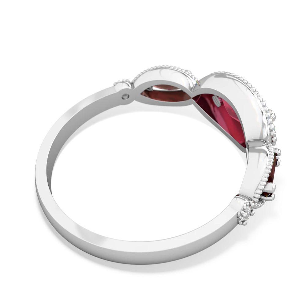 Lab Ruby Milgrain Marquise 14K White Gold ring R5700