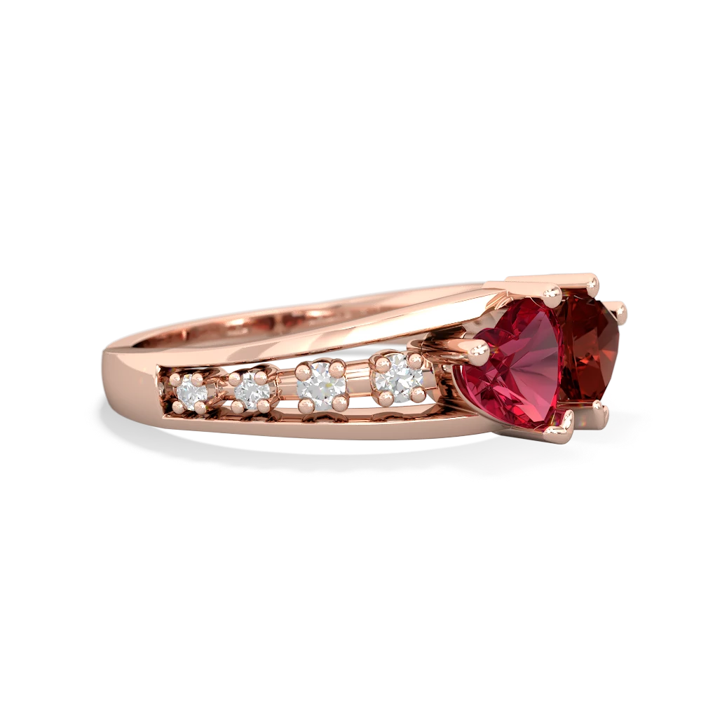 Lab Ruby Heart To Heart 14K Rose Gold ring R3342