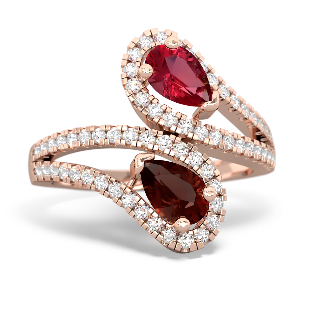 Lab Ruby Diamond Dazzler 14K Rose Gold ring R3000