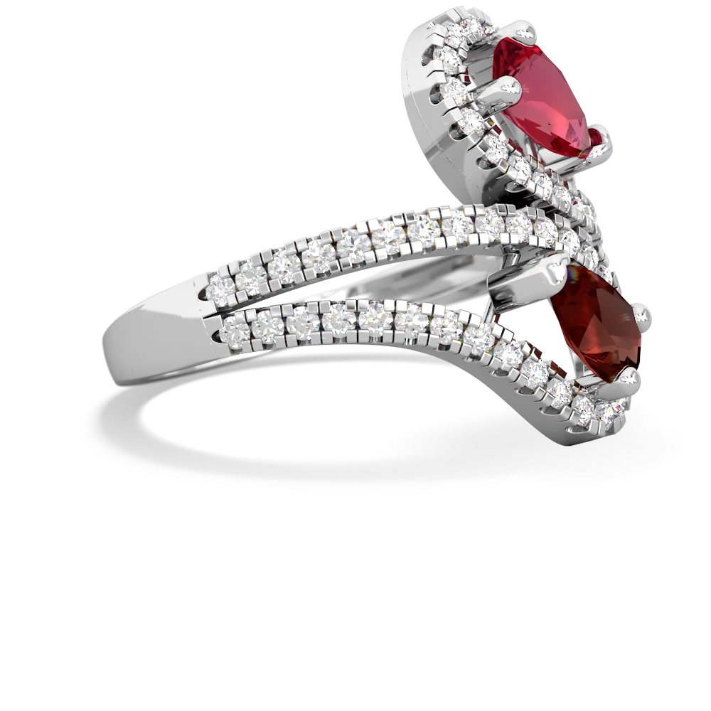 Lab Ruby Diamond Dazzler 14K White Gold ring R3000