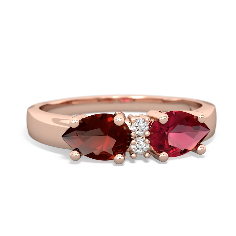 Lab Ruby Pear Bowtie 14K Rose Gold ring R0865