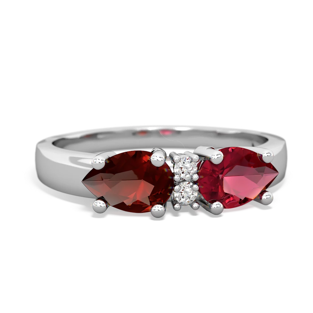 Lab Ruby Pear Bowtie 14K White Gold ring R0865