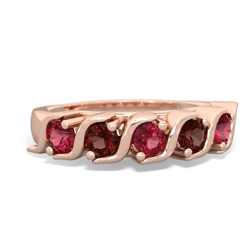 Lab Ruby Anniversary Band 14K Rose Gold ring R2089