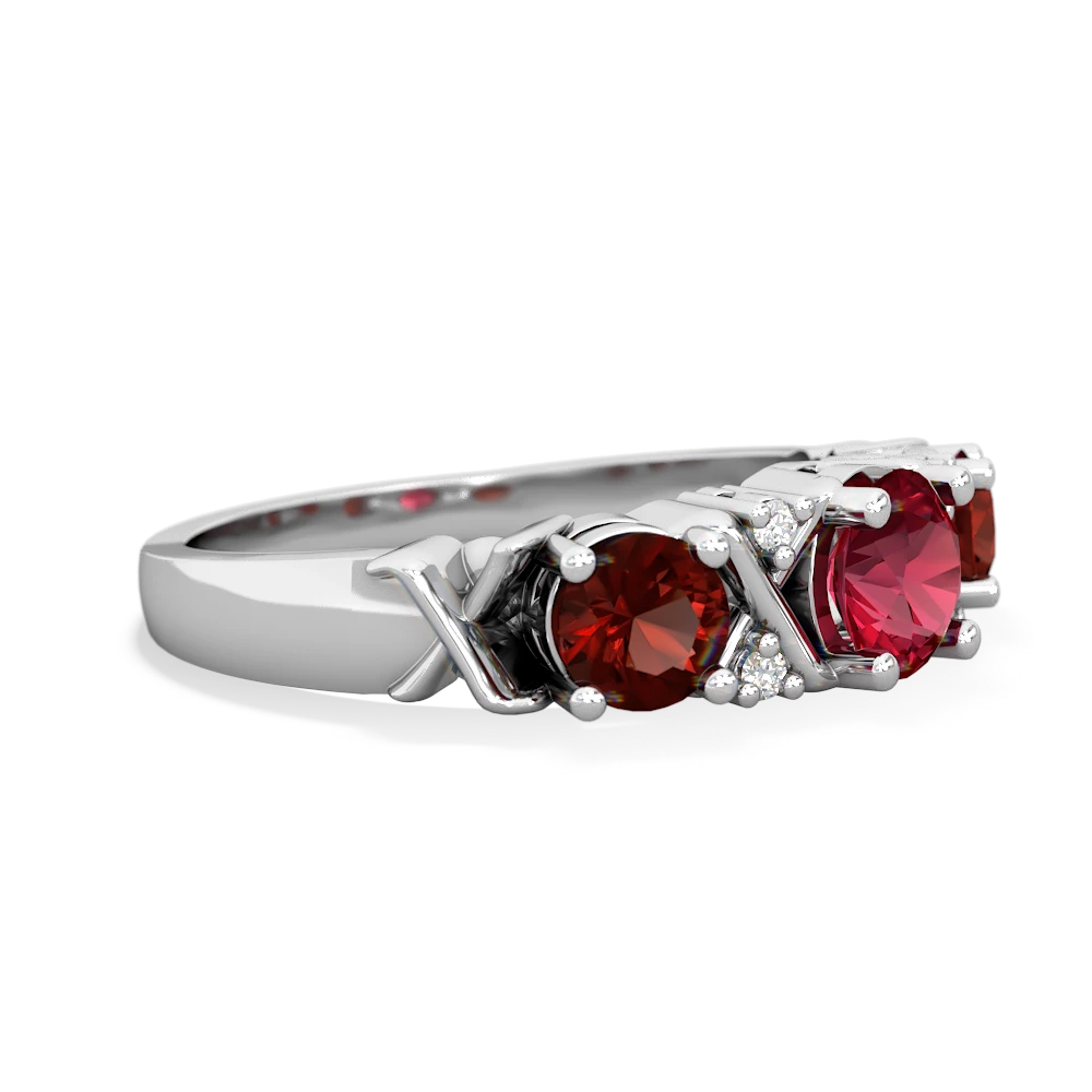 Lab Ruby Hugs And Kisses 14K White Gold ring R5016