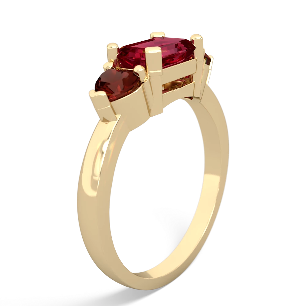 Lab Ruby Three Stone 14K Yellow Gold ring R5235