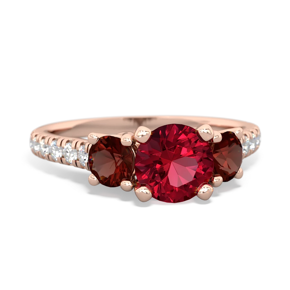 Lab Ruby Pave Trellis 14K Rose Gold ring R5500