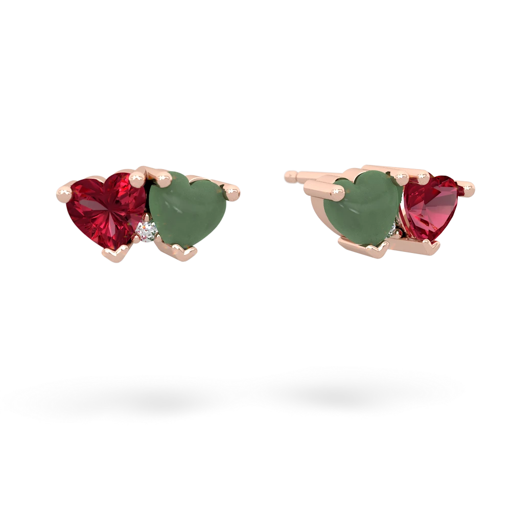 Lab Ruby Sweethearts 14K Rose Gold earrings E5260