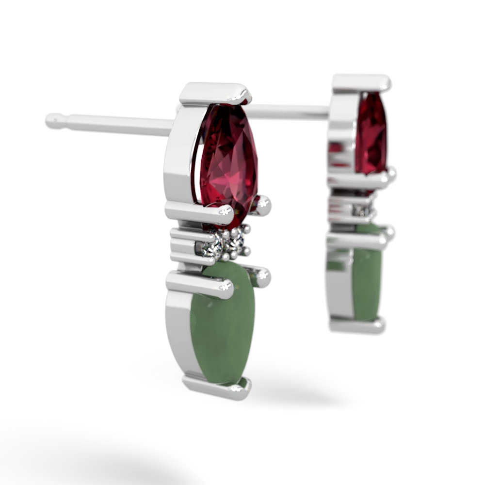 Lab Ruby Bowtie Drop 14K White Gold earrings E0865